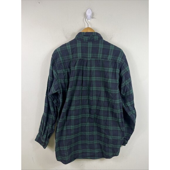 LL Bean Men’s Button Up Flannel Shirt Green/Blue Tartan Plaid Size LT Large Tall - Picture 4 of 7